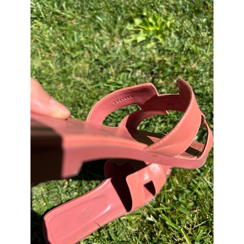 Hermes Oran Sandals mauve Pink Leather Limited Edition Hawaii Slides 38.5 - Picture 5 of 6